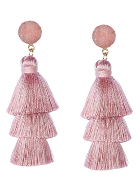 Bohemian Dangle Drop Tiered Tassel Druzy Stud Earring