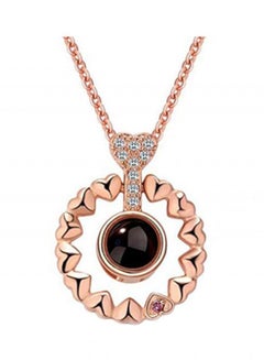 OPI 100 Different Languages I Love You Projection On Round Onyx Pendant Necklace 1.7 x 1.1 Centimeter  - Image 1