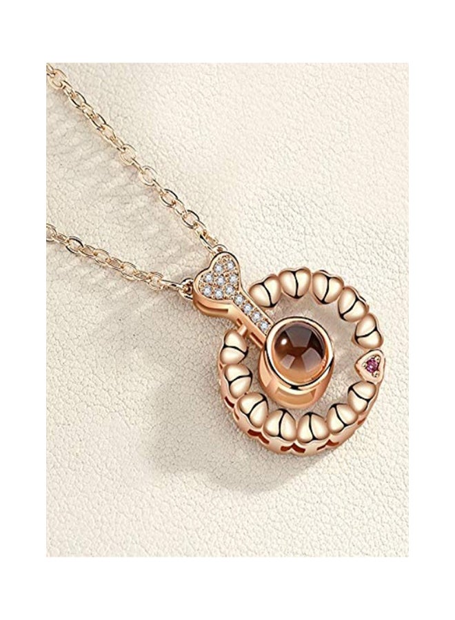 OPI - 100 Different Languages I Love You Projection On Round Onyx Pendant Necklace 1.7 x 1.1 Centimeter - Image 1