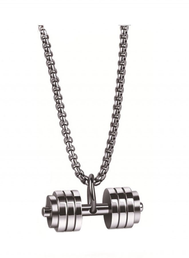 Titanium Steel Fitness Dumbbell Barbell Pendant Necklace 3.6 x 1.4 Centimeter - v1556727347/N24283510A_1