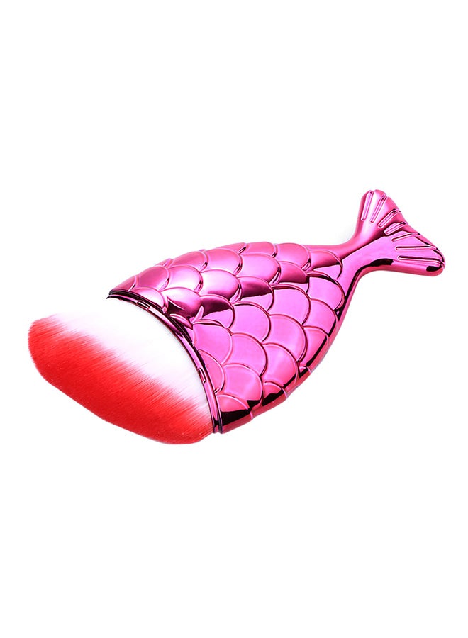 فرشاة مستحضرات تجميل الوجه على شكل سمكة ذات حراشيف وردي فاقع