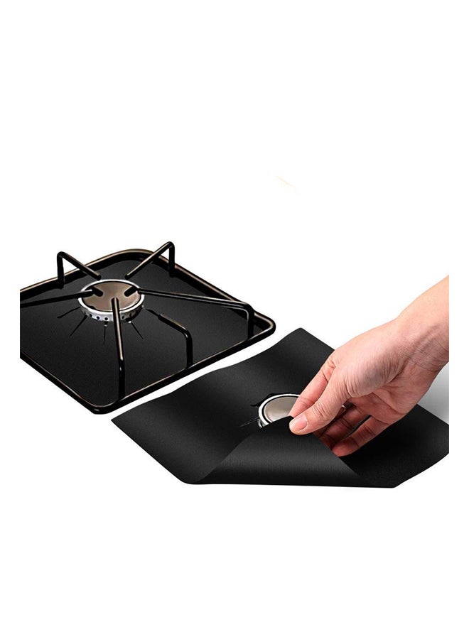 4-Piece Protective Gas Stove Mat Set Black 10.6x10.6inch - Image 2