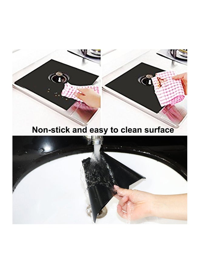 4-Piece Protective Gas Stove Mat Set Black 10.6x10.6inch - Image 3