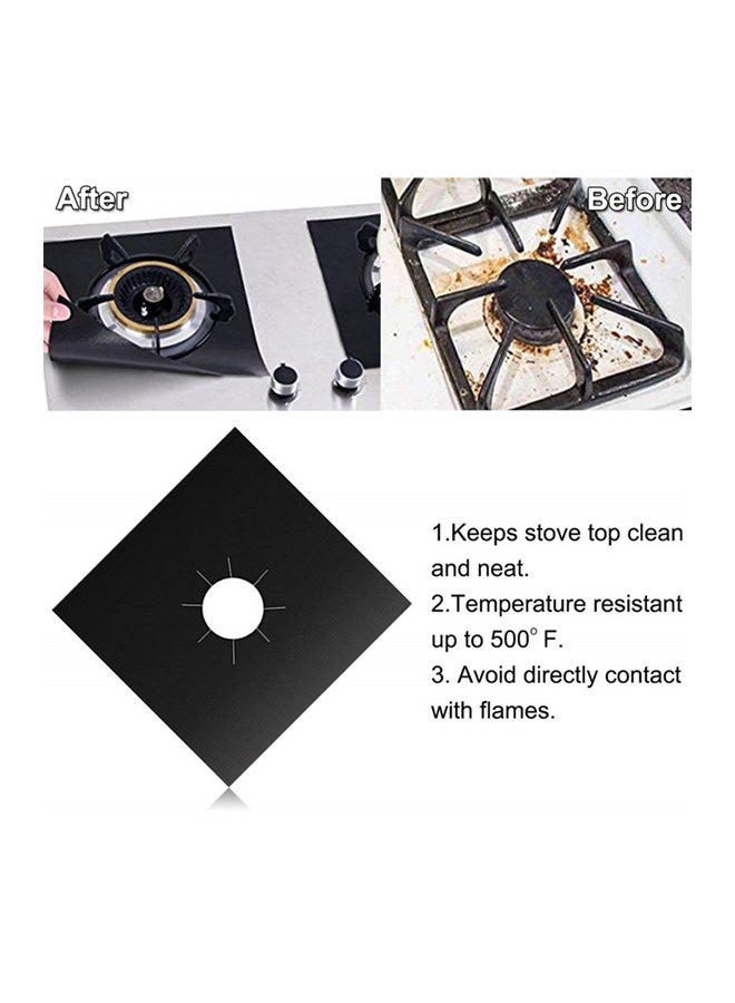 4-Piece Protective Gas Stove Mat Set Black 10.6x10.6inch - Image 4