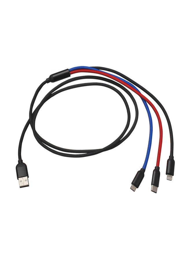 3-In-1 Data Sync Charging Cable Black/Red/Blue - Image 1