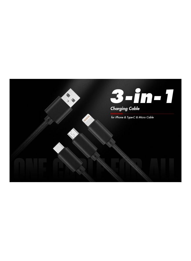كابل 3 في 1 للشحن ومزامنة البيانات أسود/فضي - Image 2