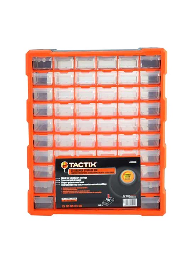 Tactix 60-Drawer Tool Organizer Cabinet Black/Clear/Orange 