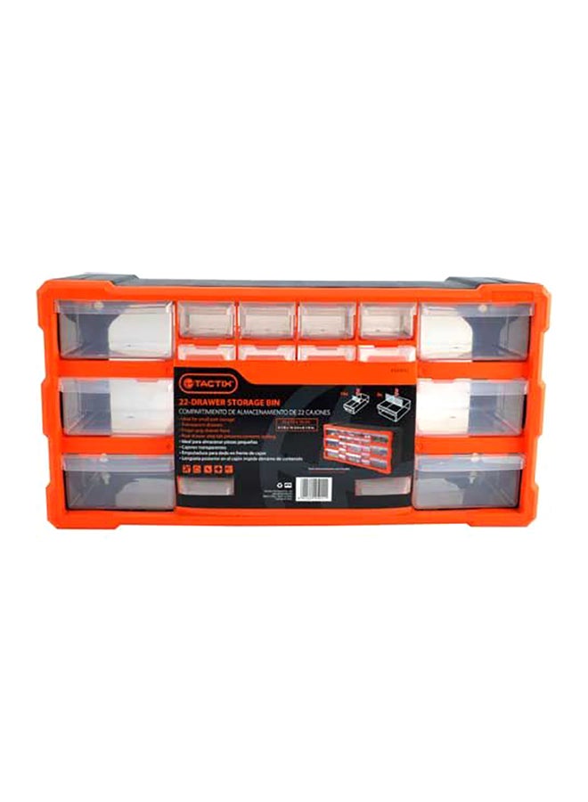 Tactix 22 Drawer Plastic Storage Box Black/Orange 