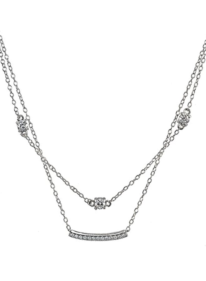 GemStar USA 925 Sterling Silver Cubic Zirconia Bar Layered Necklace 