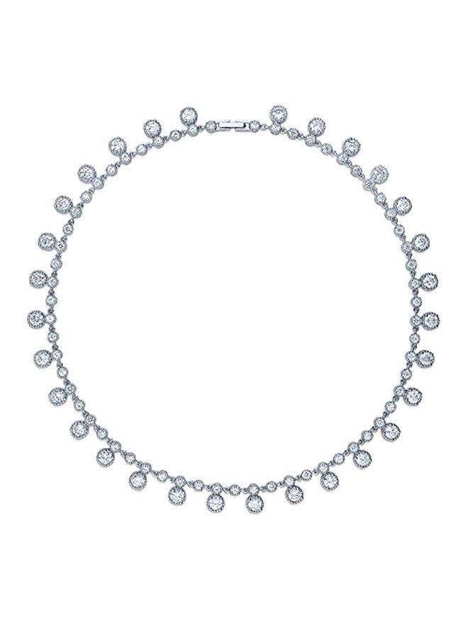 Berricle Brass Rhodium Plated Pendant Necklace 