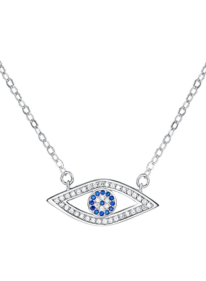 جولد ماين تريد قلادة من الفضة الإسترليني عيار 925 بدلاية على شكل عين الحسد مرصعة بحجر الياقوت الأزرق