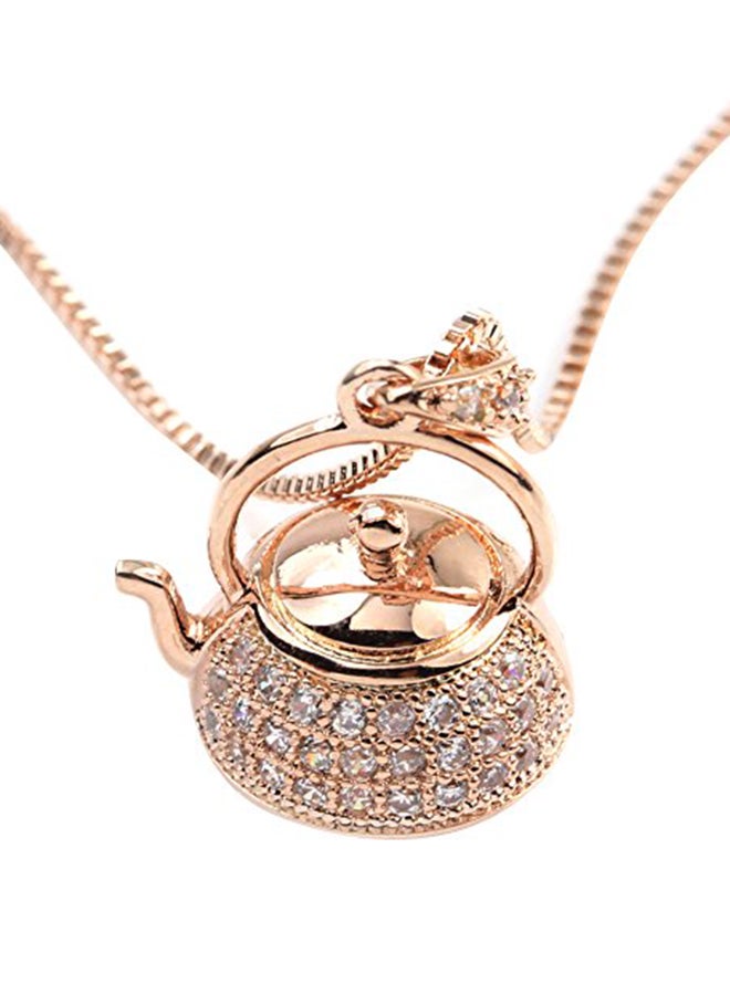 FC JORY Brass Hollow Teapot Pendant Necklace