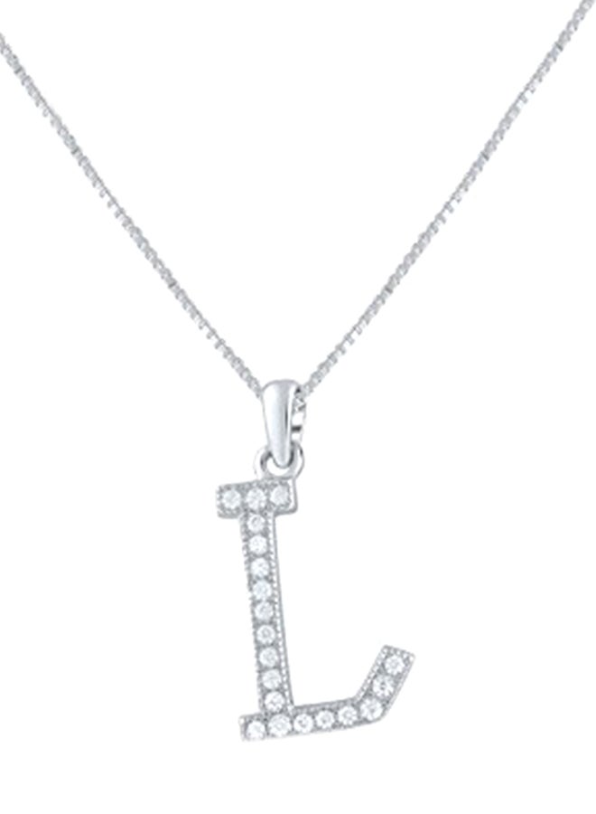 925 Sterling Silver Initial  L Pendant Necklace