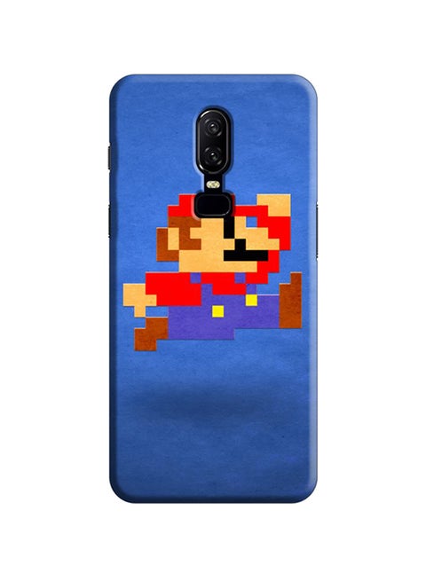 Protective Case Cover For OnePlus 6 Mario Pixelated Blue