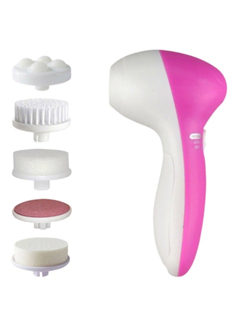 5 In 1 Electric Facial Face Pore Cleanser Body Cleaning Massage Machine White/Pink 300grams