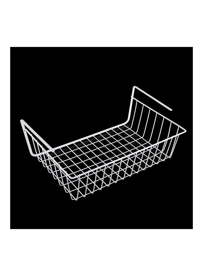 Under Shelf Storage Basket With Rack White/Silver 29 x 10 x 14.5cm - Image 1