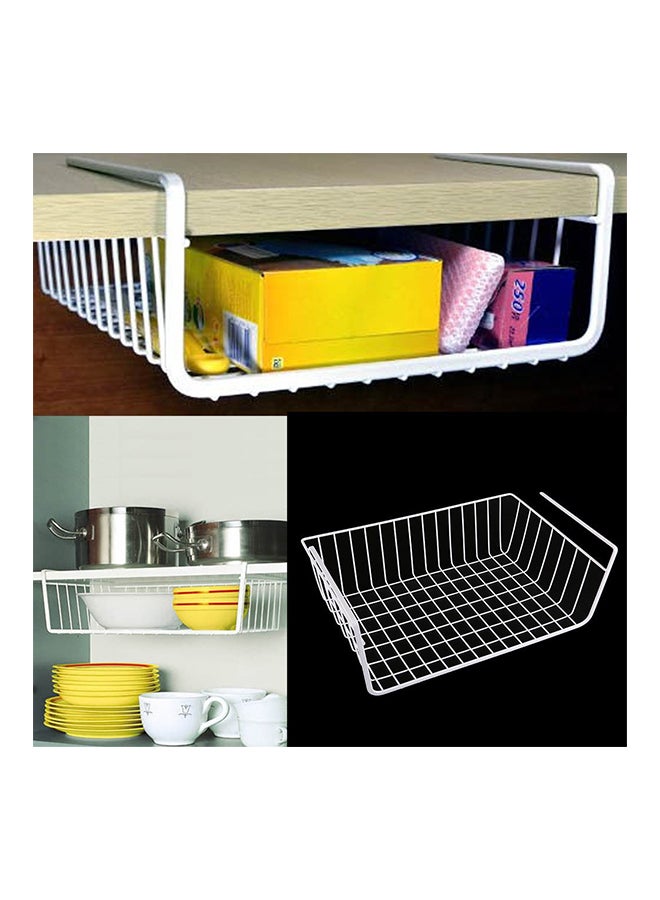 Under Shelf Storage Basket With Rack White/Silver 29 x 10 x 14.5cm - Image 4