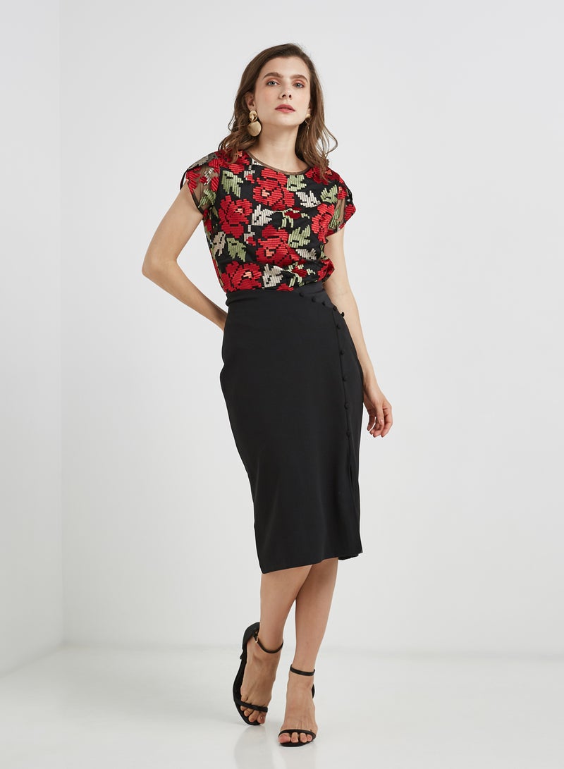 LOST INK Side Slit Skirt Black  - Image 5