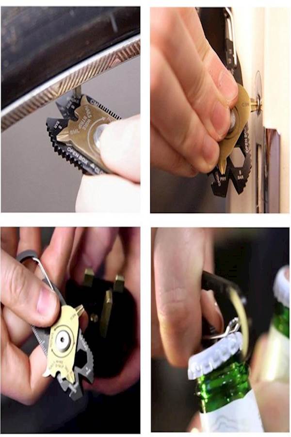 Mini 20-In-1 Pocket Multipurpose Keychain Tool Black