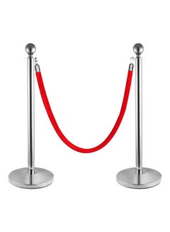 2-Piece Stand Multi-Purpose Queue Manager With Twisted Rope Red/Silver