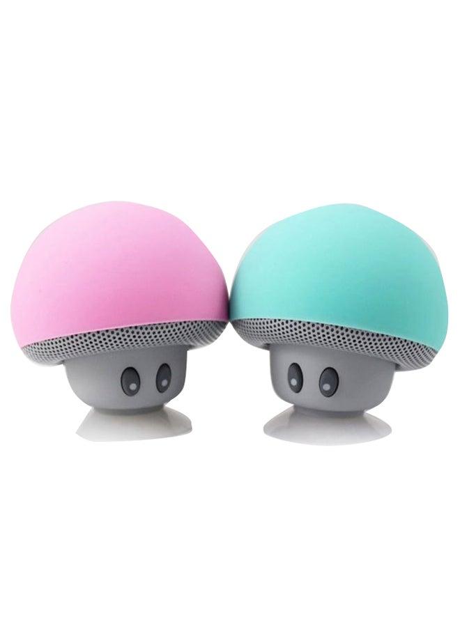 Mushroom Portable Bluetooth Wireless Speaker Pink/Grey - Image 2