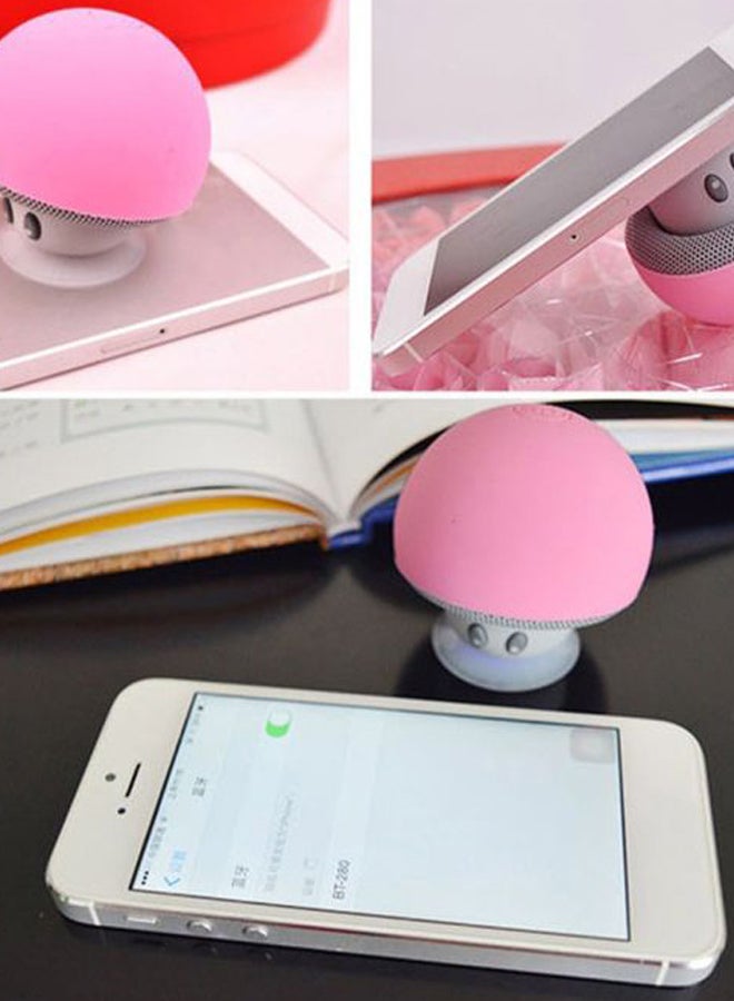 Mushroom Portable Bluetooth Wireless Speaker Pink/Grey - Image 5