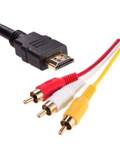 ماركة غير محددة كابل صوت وفيديو محول من HDMI إلى AV 3RCA أسود  - Image 1
