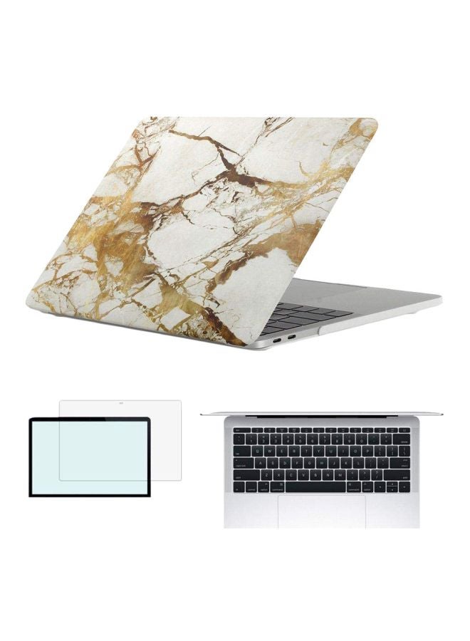 Generic Hard Case Cover With Keyboard Cover And Screen Protector For Apple Macbook Pro 13-Inch Gold Marble 