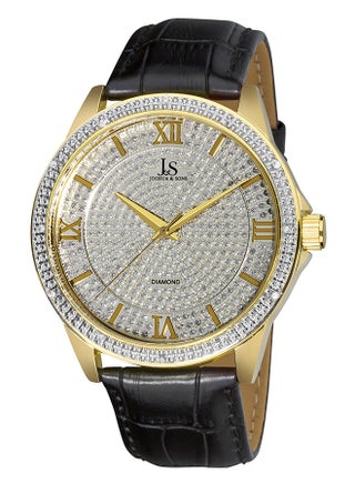 ساعة بعقارب وسوار من الجلد للرجال طراز JS-19-YG men - v1556878339/N24311601A_1