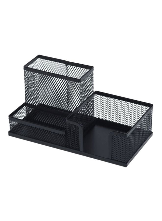 Deli 3 Compartment Pencil Pen Note Holder black 