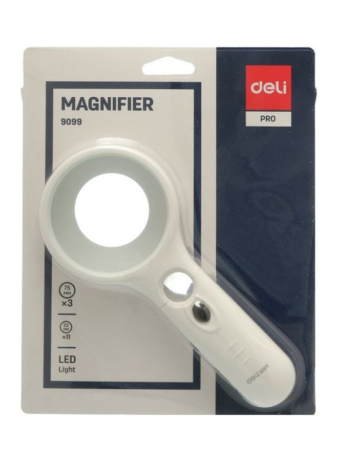 Deli 9099 Magnifying Glass With LED Light, 75 Mm White