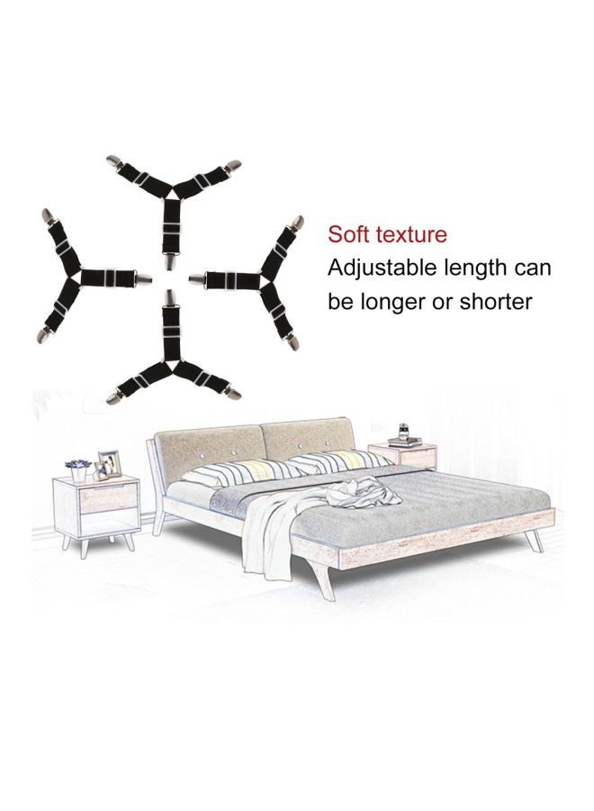 4-Piece Adjustable Triangular Bed Mattress Fastener Set Black/Silver 12x10x3centimeter - Image 3