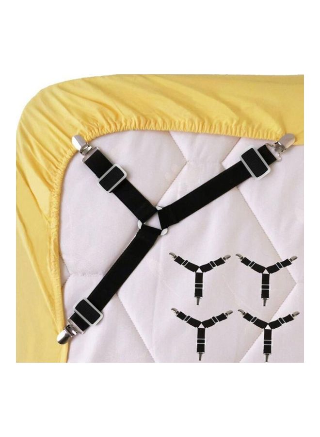 4-Piece Adjustable Triangular Bed Mattress Fastener Set Black/Silver 12x10x3centimeter - Image 4