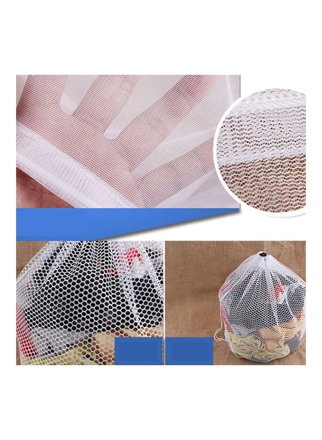 Mesh Bags Drawstring Net Laundry Saver Household Cleaning Tools White 30x40cm - Image 2
