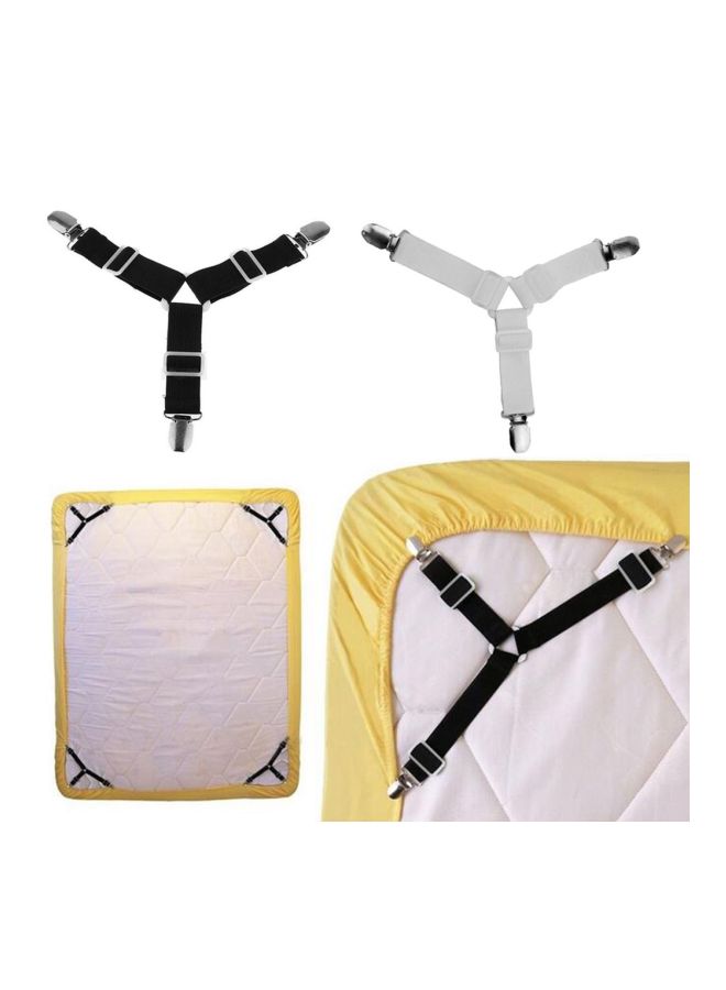4-Piece Adjustable Triangular Bed Mattress Fastener Set Black/Silver 12x10x3centimeter - Image 5