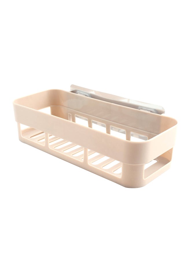 Kitchen Bathroom Basket Shelf Storage Rack Beige 26x7x11cm - Image 1