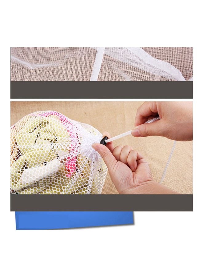 Mesh Bags Drawstring Net Laundry Saver Household Cleaning Tools White 30x40cm - Image 4