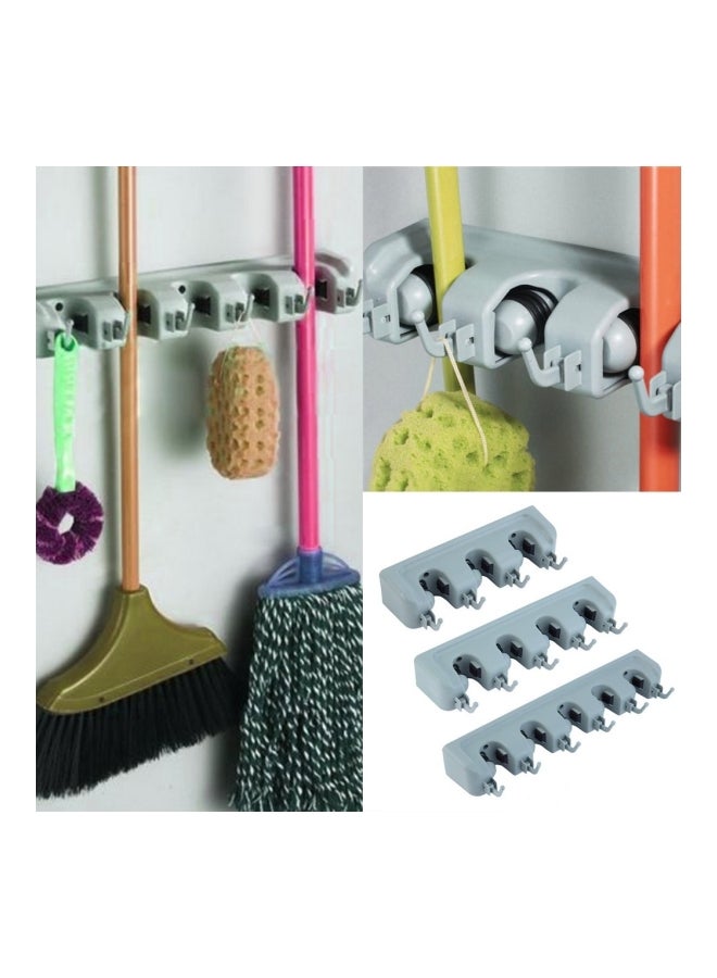 Wall Mounted Plastic Mop Hanger Grey 26.5x8.7x6.5cm - Image 3