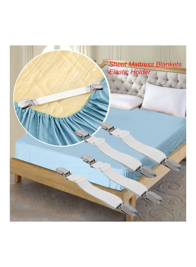 طقم لتثبيت شرشف السرير في الفراش مكون من 4 قطع أبيض/فضي 18x2x0.2سم - Image 2