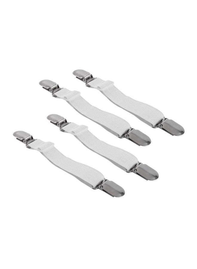 طقم لتثبيت شرشف السرير في الفراش مكون من 4 قطع أبيض/فضي 18x2x0.2سم - Image 5