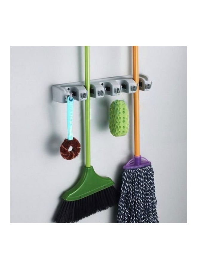 Wall Mounted Plastic Mop Hanger Grey 26.5x8.7x6.5cm - Image 2