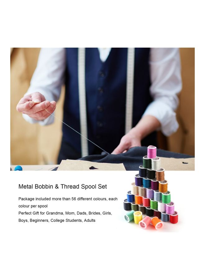 60-Piece Metal Bobbin And Thread Spool Set Multicolour - Image 2