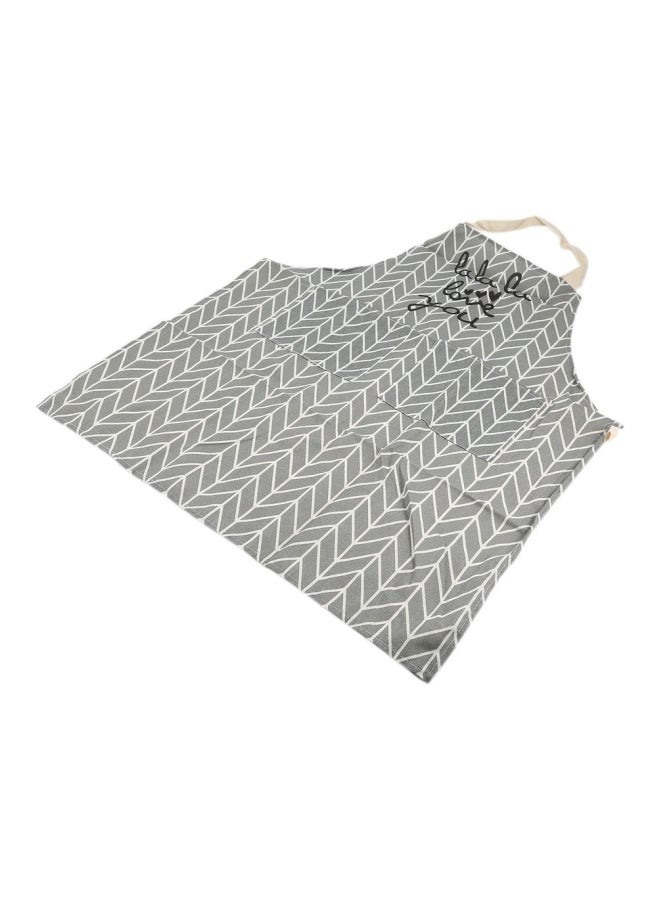 Printed Cotton Linen Cooking Apron Silver 23x24x1centimeter - Image 2