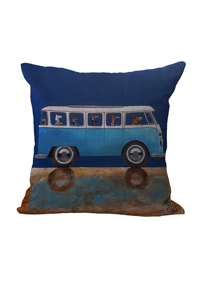 Sharpdo Mini Van Printed Decorative Throw Pillow Multicolour