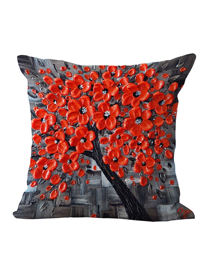 وسادة ديكور بطبعة زهور أحمر/ رمادي/ أسود