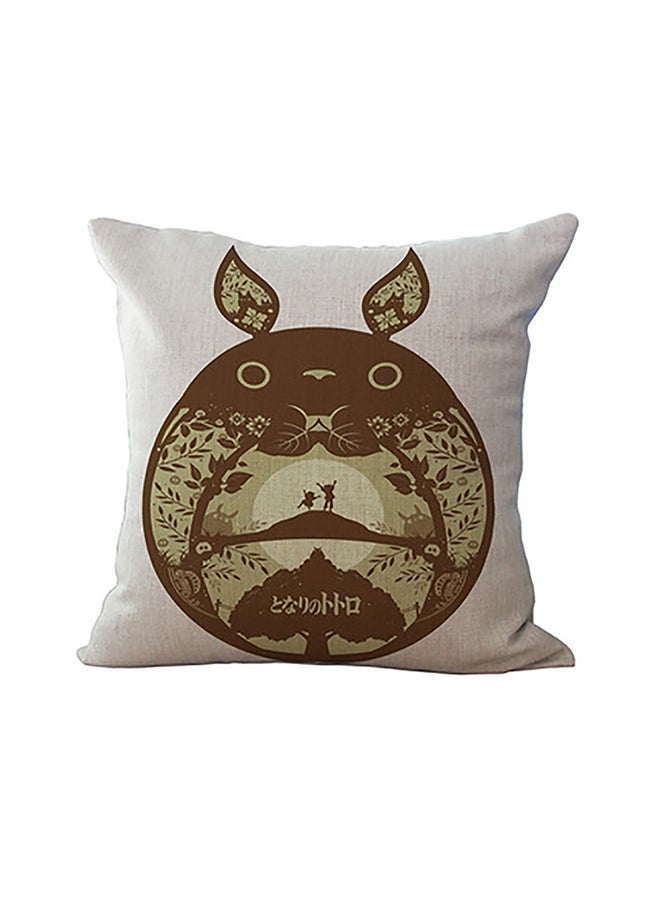 وسادة ديكور مزينة بطبعة رسوم متحركة بيج/أصفر/بني