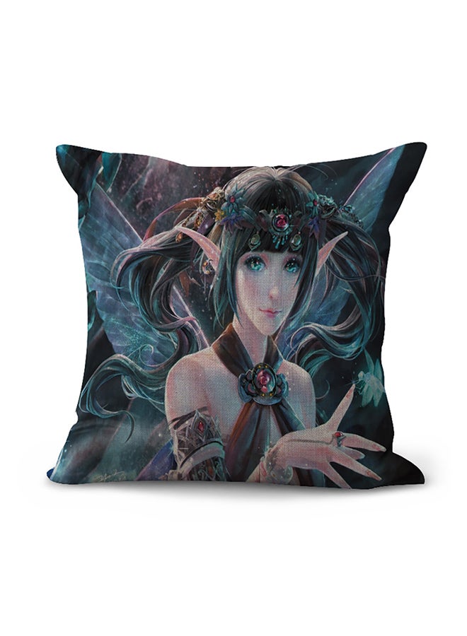 وسادة ديكور للزينة بطبعة فتاة من الرسوم المتحركة متعدد الألوان
