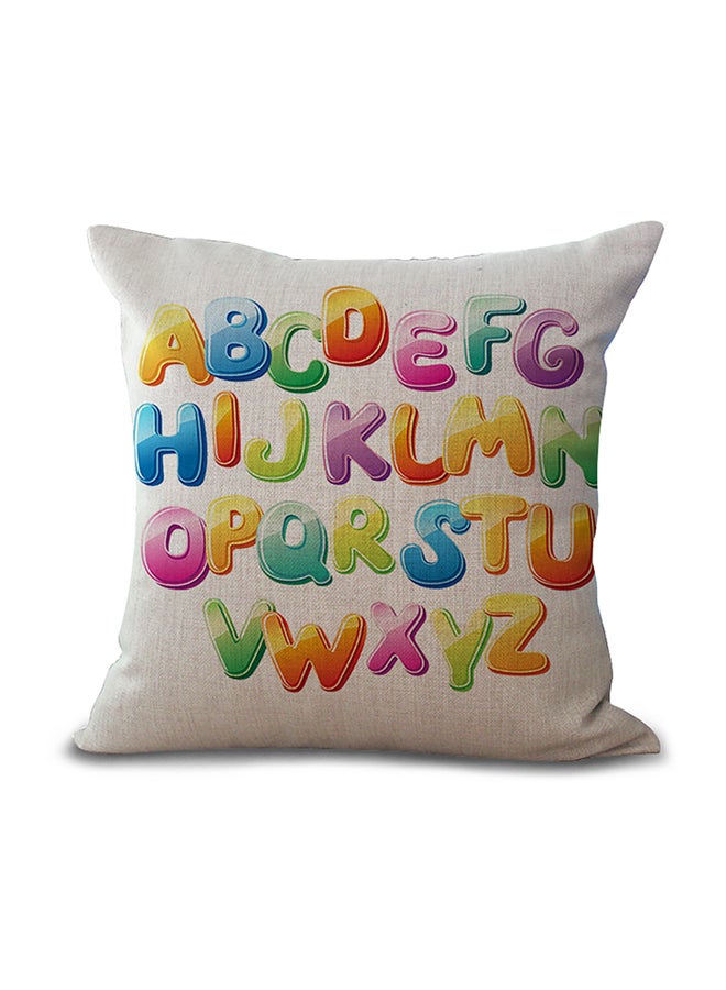 وسادة ديكور بطبعة الحروف الأبجدية الإنجليزية بالكامل متعدد الألوان