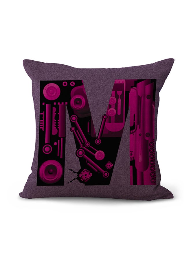 وسادة ديكور بطبعة الحرف M الكبير زهري/اسود/أرجواني