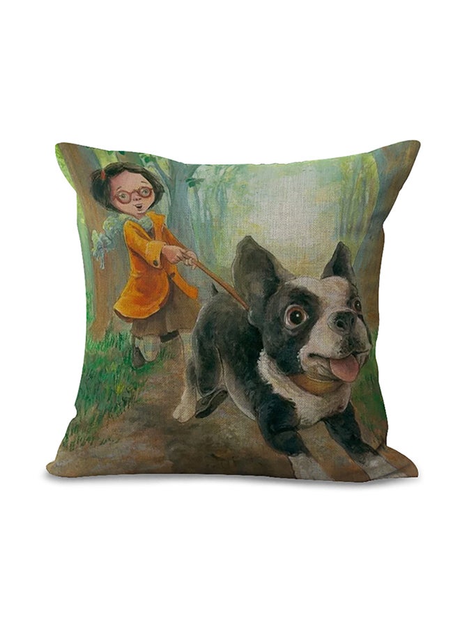 شاربدو وسادة زينة مزينة بطبعة كلب متعدد الألوان